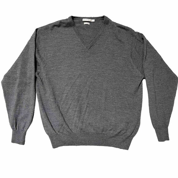 Peter‎ Millar Mens Gray XXL 100% Merino Wool V-Neck Long Sleeve Sweater - Picture 1 of 5